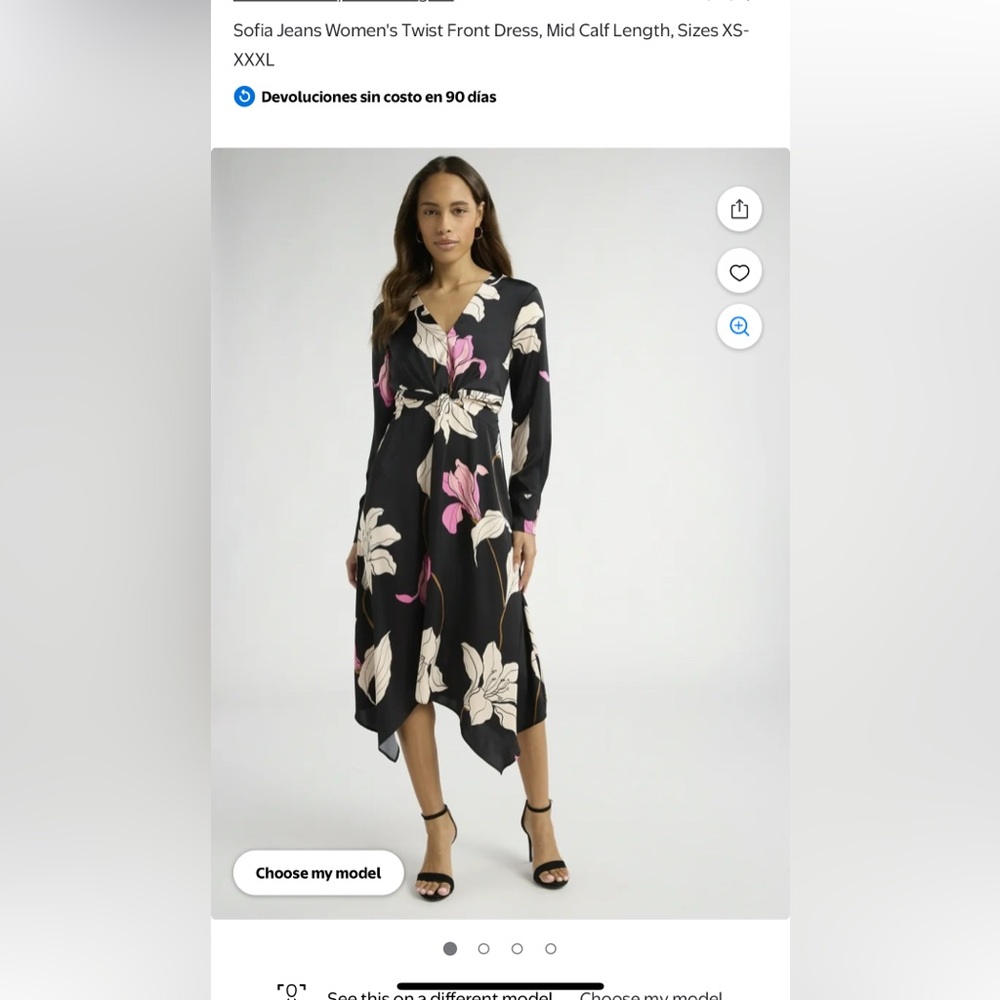 Black and Pink Floral Women's Dress